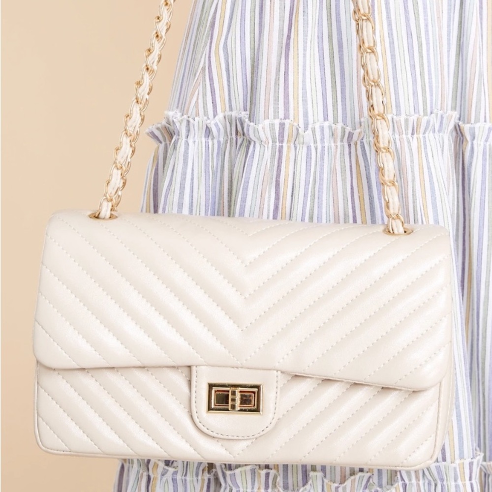 Cream Polished & Poised Quilted Bag